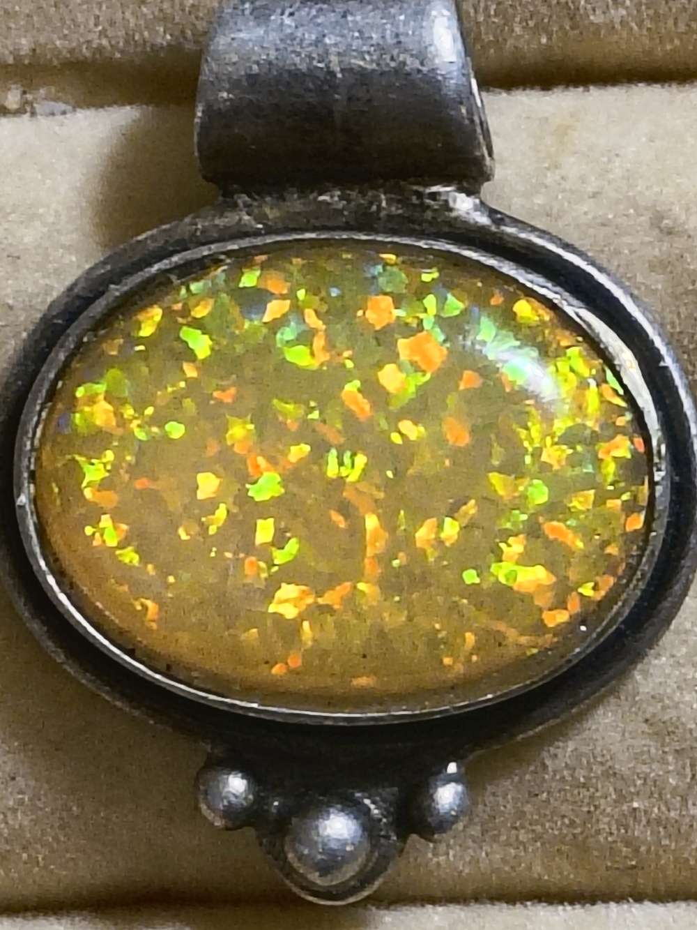 Sterling Silver Natural Ethiopian Opal Pendant - Honey Fire Opal Stamped 925